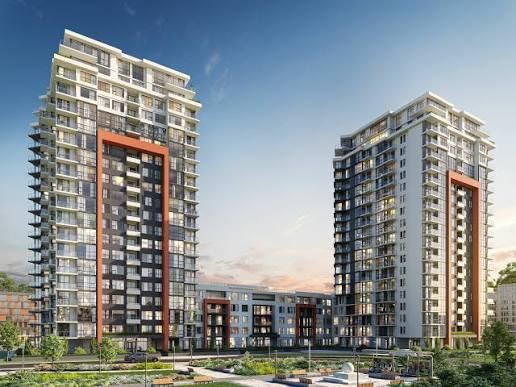 Modern condo tower exterior in British Columbia